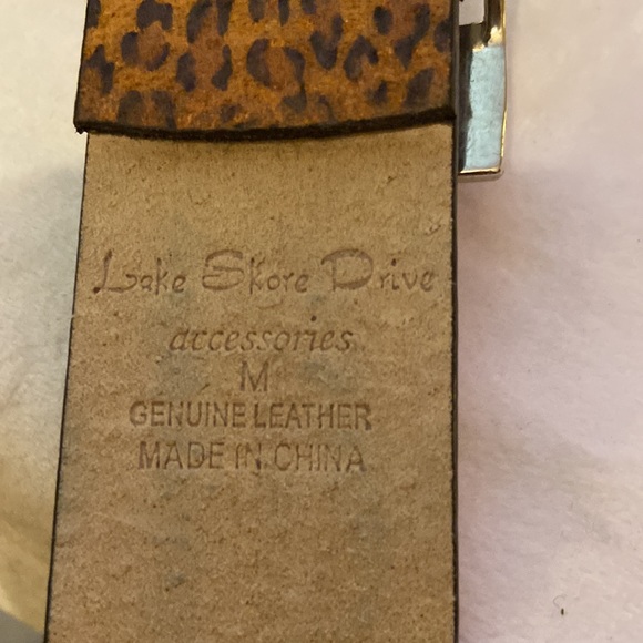 Lake Shore Drive Leopard Print Leather Belt with Crystals & Gold Studs - Picture 2 of 2